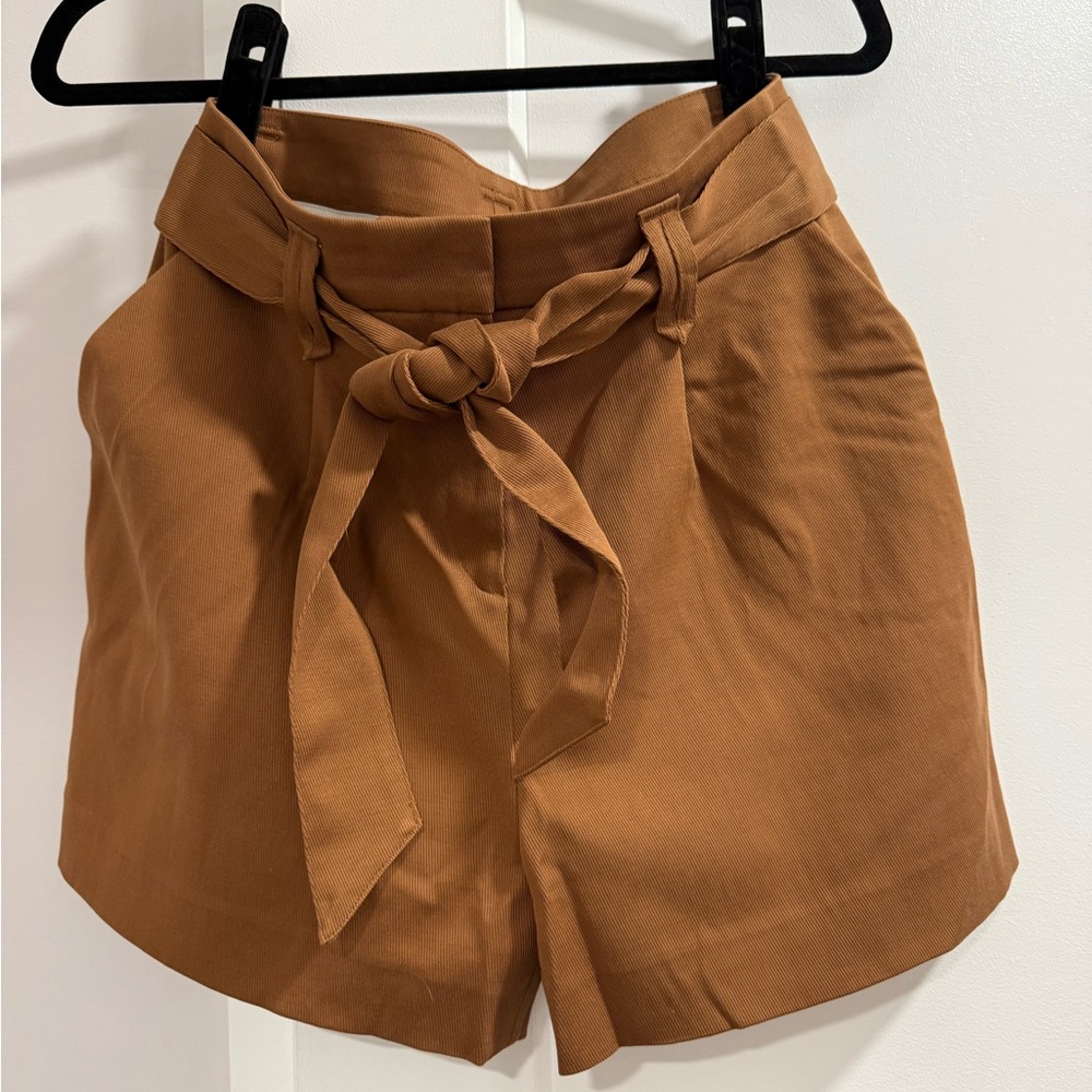 Sezane Tan High-Waisted Women Shorts Size 38